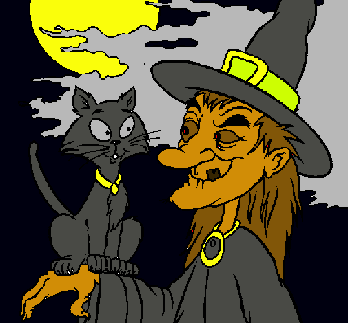 Bruja y gato