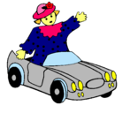 Dibujo Muñeca en coche descapotable pintado por miki