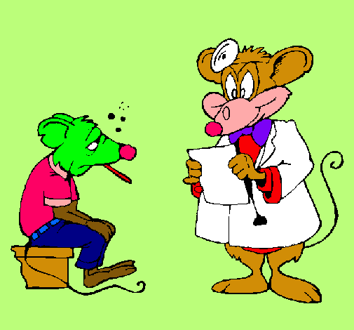 Doctor y paciente ratón