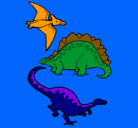 Dibujo Tres clases de dinosaurios pintado por diego