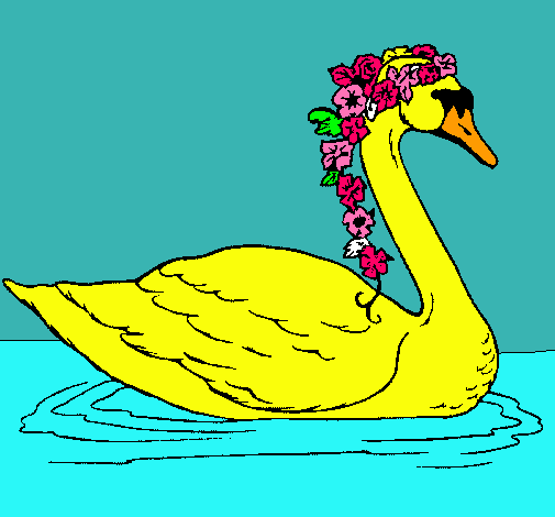 Cisne con flores