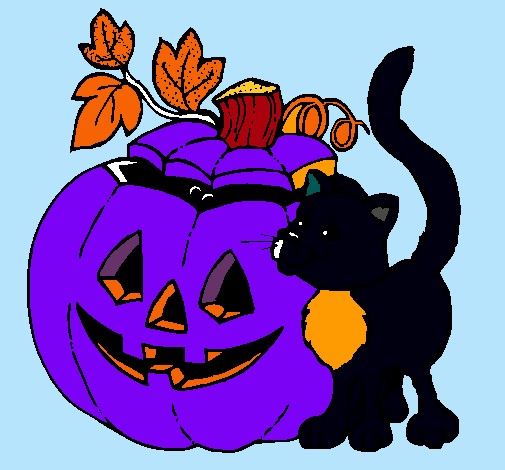 Calabaza y gato