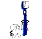 Dibujo Muela y cepillo de dientes pintado por Manuel