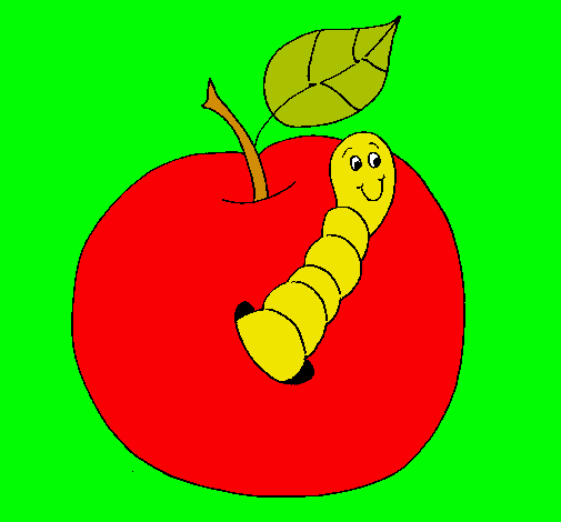 Manzana con gusano