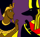 Dibujo Ramsés y Anubis pintado por ita