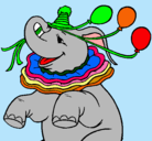 Dibujo Elefante con 3 globos pintado por axeladan