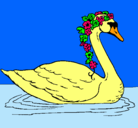 Dibujo Cisne con flores pintado por constanza