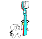 Dibujo Muela y cepillo de dientes pintado por COMPAEROS