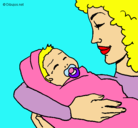 Dibujo Madre con su bebe II pintado por gufi