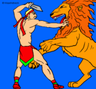 Dibujo Gladiador contra león pintado por robert
