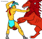 Dibujo Gladiador contra león pintado por ROLANDO
