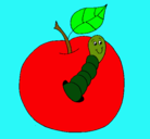 Dibujo Manzana con gusano pintado por irupe