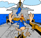 Dibujo Cigüeña en un barco pintado por magaly