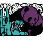 Dibujo Oso panda y bambú pintado por renatamocte