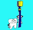 Dibujo Muela y cepillo de dientes pintado por carogv