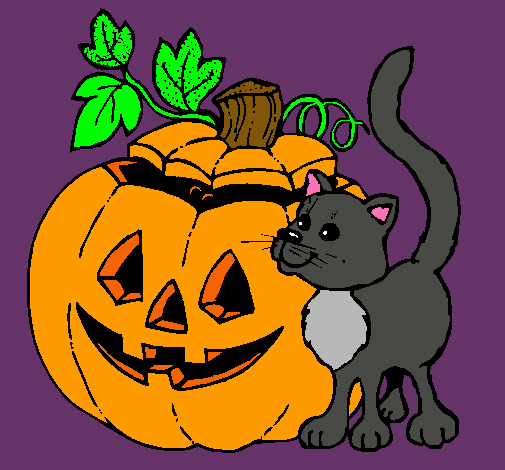 Calabaza y gato