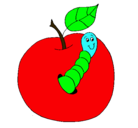 Dibujo Manzana con gusano pintado por sairalopes