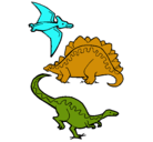 Dibujo Tres clases de dinosaurios pintado por vice