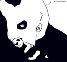 Dibujo Oso panda con su cria pintado por Manuel