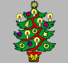 Dibujo Árbol de navidad con velas pintado por angeles