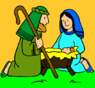 Dibujo Adoran al niño Jesús pintado por laura