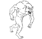 Dibujo Hombre lobo pintado por loca