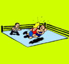 Dibujo Lucha en el ring pintado por caballero