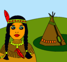 Dibujo India y tepee pintado por misi