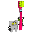 Dibujo Muela y cepillo de dientes pintado por Alex