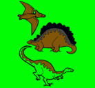 Dibujo Tres clases de dinosaurios pintado por katerine