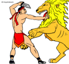 Dibujo Gladiador contra león pintado por andersonhumbertoalfonso