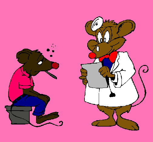 Doctor y paciente ratón