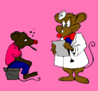 Dibujo Doctor y paciente ratón pintado por Ambar