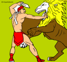 Dibujo Gladiador contra león pintado por ctetomir