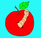 Dibujo Manzana con gusano pintado por luisangel