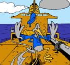 Dibujo Cigüeña en un barco pintado por carla