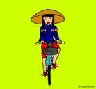 Dibujo China en bicicleta pintado por javiera