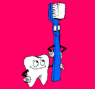 Dibujo Muela y cepillo de dientes pintado por antonelaberlar