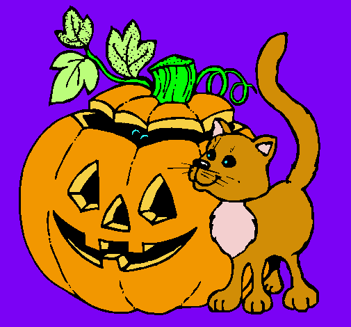 Calabaza y gato