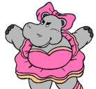 Dibujo Hipopótama con lazo pintado por hipopotamo