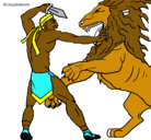 Dibujo Gladiador contra león pintado por gerald