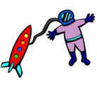 Dibujo Cohete y astronauta pintado por ELOY