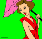 Dibujo Geisha con paraguas pintado por juliette