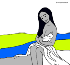 Dibujo Madre con su bebe pintado por chuchuca