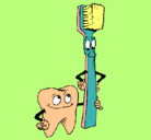 Dibujo Muela y cepillo de dientes pintado por gladiz