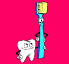 Dibujo Muela y cepillo de dientes pintado por cv