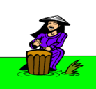 Dibujo Mujer tocando el bongó pintado por varo
