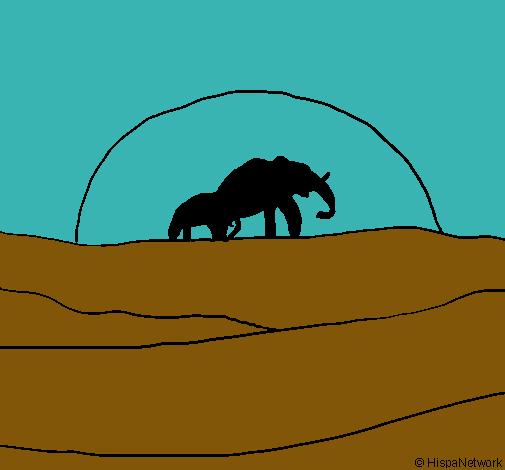 Elefante en el amanecer