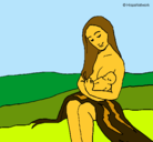 Dibujo Madre con su bebe pintado por pepita