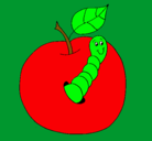 Dibujo Manzana con gusano pintado por Mariana